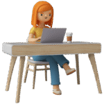 Female character working