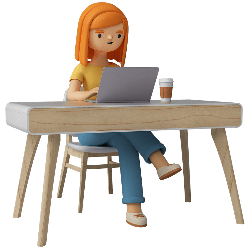 Female character working