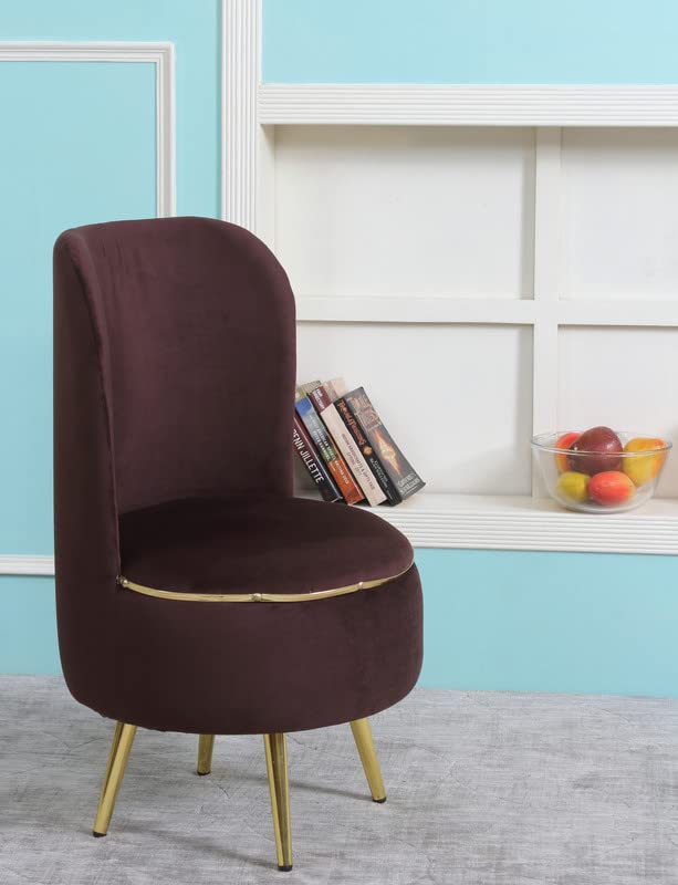 Ottoman Pouffes Sitting Stool for Living Room | Pouf Dressing Table Puffy Footstool for Office & Home Decoration | Holland Velvet Fabric & Metal Leg (18x18x32 Inch) Coffee
