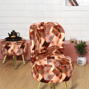 Ottoman Pouffes Sitting Stool for Living Room | Pouf Dressing Table Puffy Footstool for Office & Home Decoration | Holland Velvet Fabric & Metal Leg (18x18x32 Inch) Check