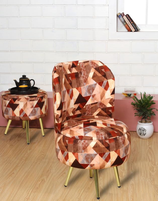Ottoman Pouffes Sitting Stool for Living Room | Pouf Dressing Table Puffy Footstool for Office & Home Decoration | Holland Velvet Fabric & Metal Leg (18x18x32 Inch) Check