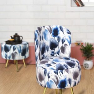 Ottoman Pouffes Sitting Stool for Living Room | Pouf Dressing Table Puffy Footstool for Office & Home Decoration | Holland Velvet Fabric & Metal Leg (18x18x32 Inch) Leaf