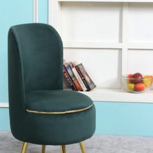 Ottoman Pouffes Sitting Stool for Living Room | Pouf Dressing Table Puffy Footstool for Office & Home Decoration | Holland Velvet Fabric & Metal Leg (18x18x32 Inch) Green