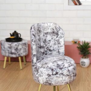 Ottoman Pouffes Sitting Stool for Living Room | Pouf Dressing Table Puffy Footstool for Office & Home Decoration | Holland Velvet Fabric & Metal Leg (18x18x32 Inch) BlackGrey