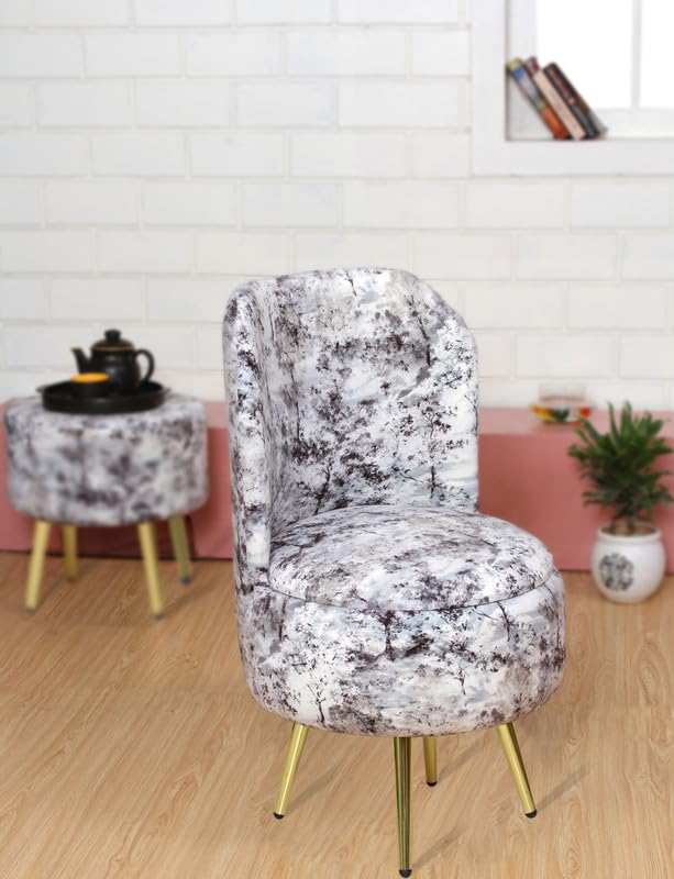 Ottoman Pouffes Sitting Stool for Living Room | Pouf Dressing Table Puffy Footstool for Office & Home Decoration | Holland Velvet Fabric & Metal Leg (18x18x32 Inch) BlackGrey
