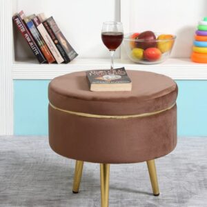 Ottoman Pouffes Sitting Stool for Living Room | Pouf Dressing Table Puffy Footstool for Office & Home Decoration | Holland Velvet Fabric & Metal Leg Stool (16x16x17 Inch) Mouse