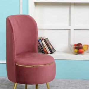 Ottoman Pouffes Sitting Stool for Living Room | Pouf Dressing Table Puffy Footstool for Office & Home Decoration | Holland Velvet Fabric & Metal Leg (18x18x32 Inch) Gajri
