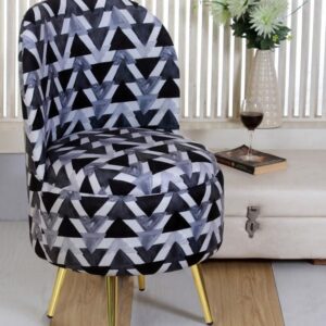 Roll over image to zoom in Ottoman Pouffes Sitting Stool for Living Room | Pouf Dressing Table Puffy Footstool for Office & Home Decoration | Holland Velvet Fabric & Metal Leg (18x18x32 Inch) Black Triangle