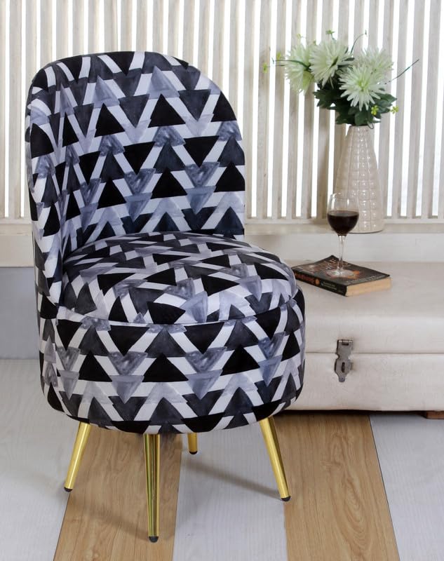 Roll over image to zoom in Ottoman Pouffes Sitting Stool for Living Room | Pouf Dressing Table Puffy Footstool for Office & Home Decoration | Holland Velvet Fabric & Metal Leg (18x18x32 Inch) Black Triangle