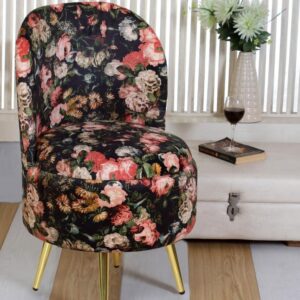 Ottoman Pouffes Sitting Stool for Living Room | Pouf Dressing Table Puffy Footstool for Office & Home Decoration | Holland Velvet Fabric & Metal Leg (18x18x32 Inch) Black Rose