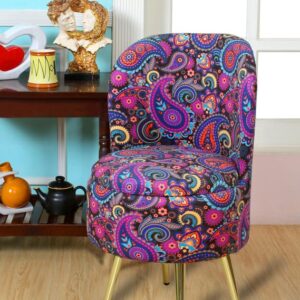 Ottoman Pouffes Sitting Stool for Living Room | Pouf Dressing Table Puffy Footstool for Office & Home Decoration | Holland Velvet Fabric & Metal Leg (18x18x32 Inch) Metal-Ambika