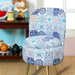 Ottoman Pouffes Sitting Stool for Living Room | Pouf Dressing Table Puffy Footstool for Office & Home Decoration | Holland Velvet Fabric & Metal Leg (18x18x32 Inch) Metal-Aqua Lite