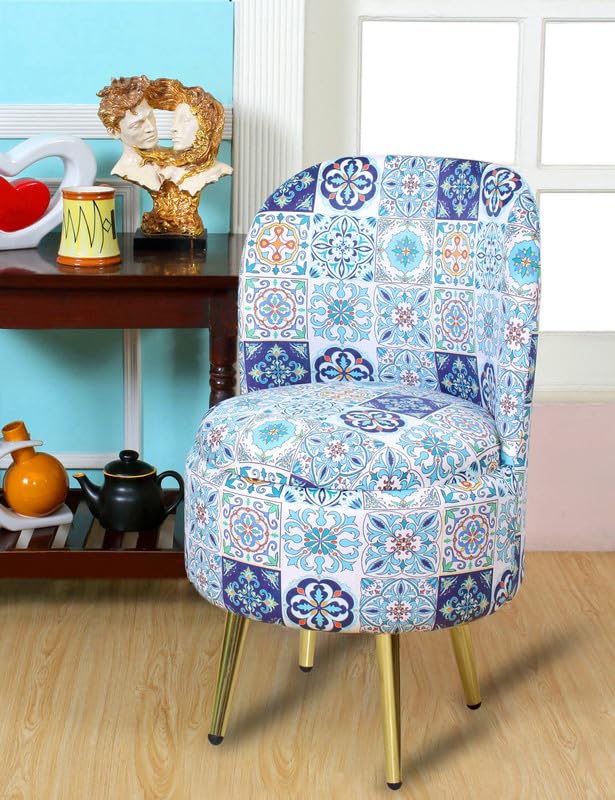 Ottoman Pouffes Sitting Stool for Living Room | Pouf Dressing Table Puffy Footstool for Office & Home Decoration | Holland Velvet Fabric & Metal Leg (18x18x32 Inch) Metal-Aqua Lite