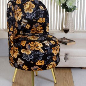 Ottoman Pouffes Sitting Stool for Living Room | Pouf Dressing Table Puffy Footstool for Office & Home Decoration | Holland Velvet Fabric & Metal Leg (18x18x32 Inch) Black Lily